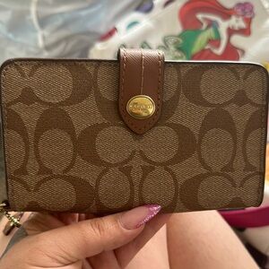 Coach Tan and Brown Signature Wallet